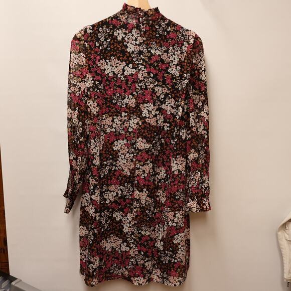 NWT Ann Taylor Floral Dress Sz 6 Frocked Bodice Collar Elastic Sleeve Layered - Picture 1 of 16